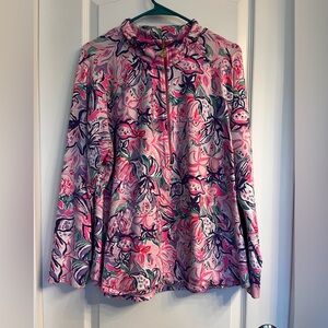 Lilly Pulitzer Skipper Popover UPF 50+ XXL. Pink Green Purple. Long sleeves.